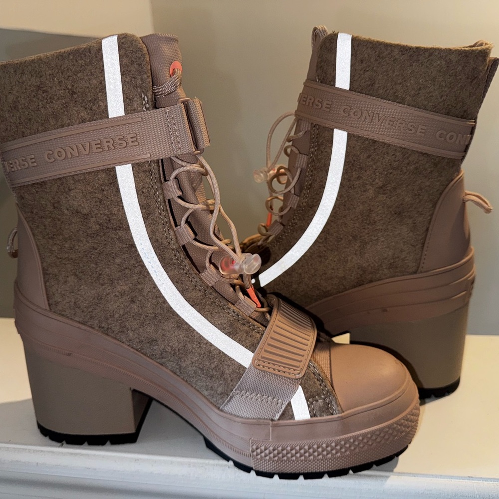 New, never worn Converse blush Heeled Boots with Chunky Heel